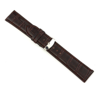 Bigskyie 22mm Soft Genuine Leather Strap Steel Buckle Wrist Watch Band Brown  