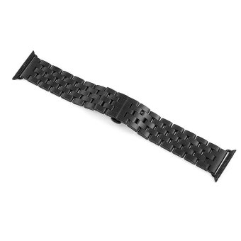 Black Stainless Steel Watch Band Bracelet Strap Connection for 42mm Apple iWatch  