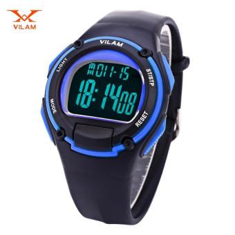 [BLUE] VILAM 09022 Digital Sports Watch LED Light Date Day Chronograph Display 5ATM Wristwatch - intl  