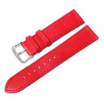 Bluelans® Men Faux Leather Universal Watch Strap Soft Wristband 20 mm - Red  