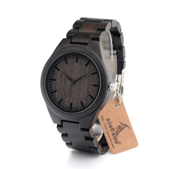 BOBO BIRD New Mens Watches All Black Wooden Wristwatches with Wooden Band Watches for Men Japan Movement Quartz Watch For Gift - intl  