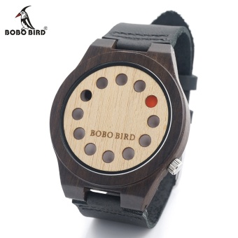 BOBO BIRD WB17 Mens Watches Top Brand Luxury Black Sandal Cool Bamboo 12 Holes Dial Quartz Watches With Real Leather Band W*B17 - intl  