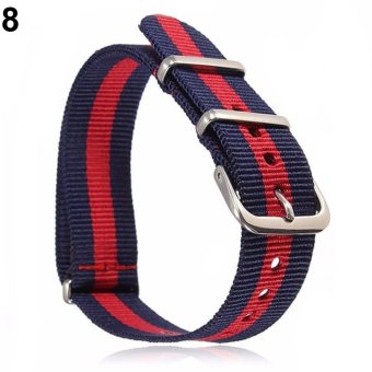 BODHI Adjustable Durable Nylon Wrist Watch Band Replacement 18mm (Navy_red_navy) - intl  