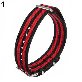 BODHI Adjustable Durable Nylon Wrist Watch Band Replacement 20mm (3black_2red) - intl  