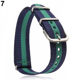BODHI Adjustable Durable Nylon Wrist Watch Band Replacement 20mm (Navy_green_navy) - intl  