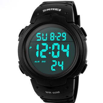 Brand Skmei Mens Sports Watches Digital LED Watch Men Fashion Casual Electronics Wristwatches 30meter Waterproof 1068 (Black) - intl  