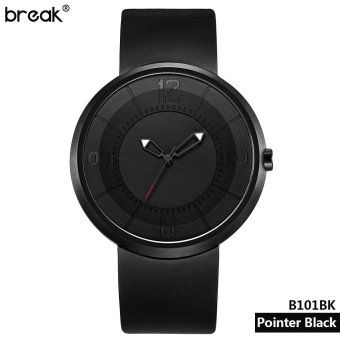 Break? Penunjuk Unik Hitam Merek Mewah Gaya Minimalis Keren Pria Tali Karet Kuarsa Busana Kasual Unisex Jam Tangan Olahraga  