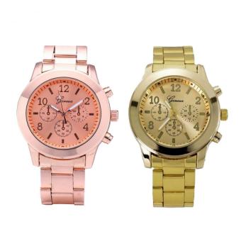 Bundle Watch 632642 632643 Geneva Jam Tangan Wanita Strap Stainless Steel Gold Dan .