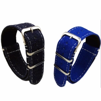 Buy 1 Get 2 Twinklenorth 20mm Blue Denim Nato Strap Nylon Military Watch Band Strap Watchband NATO-037 - intl  