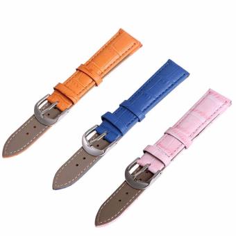 Buy 1 Get 3 Twinklenorth 24mm Blue Orange Pink Genuine Leather Watch Strap Band - intl  