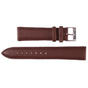 BUYINCOINS 18 mm/20 mm/22 mm dengan kulit asli jam tangan Band tali pengikat stainless steel tandai gesper coklat gelap-22 mm  