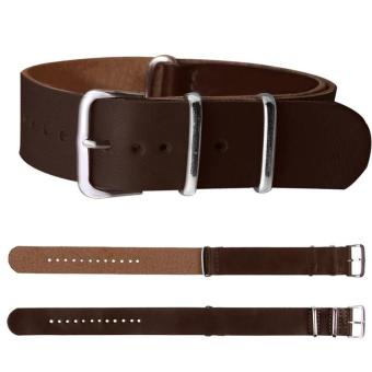 BUYINCOINS 18mm/20mm/22mm Leather Wrist Watch Band Strap Mens Stainless Steel Pin Buckle Dark Brown-22mm  