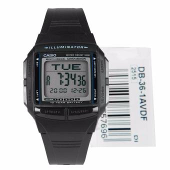 Casio Databank DB-36-1AV - Jam Tangan pria - Black - Strap Rubber  