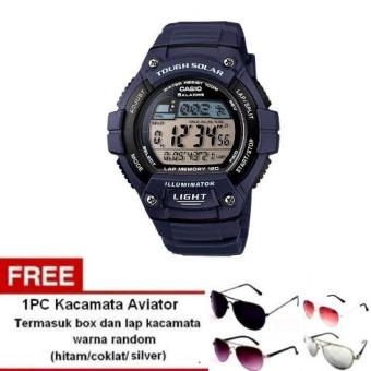 Casio Digital Watch W-S220-2AVDF - jam tangan pria - karet - Tough solar + Free 1pc kacamata aviator dengan warna random termasuk kotak kacamata dan lap kacamata  