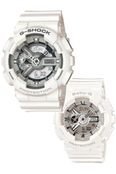 Casio G-Shock & Baby-G Men's Women's GA-110C-7A & BA-110-7A3 Couple Resin Strap Watch White  