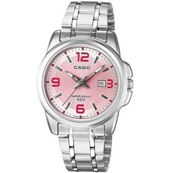 Casio Jam Tangan Wanita Original Casual - Stainless Steel LTP-1314D-5A Silver pink  