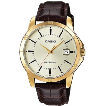 Casio MTP-V004GL-9A - Jam Tangan Pria - Tali Kulit - Dial Gold  