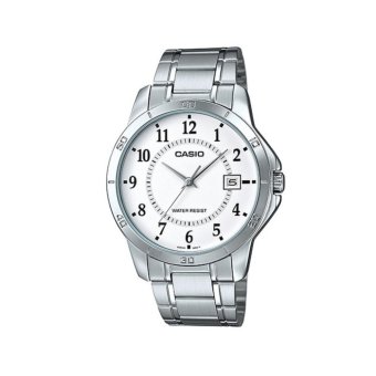 Casio Standard Jam Tangan Pria Original - Strap Stainless Steel - MTP-V004D-7B White  