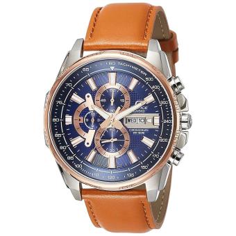 Casio Watch Edifice Chronograph Brown Stainless-Steel Case Leather Strap Mens NWT + Warranty EFR-549L-2A  