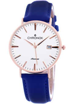 Chronox CX1002/B3 Putih Rosegold - Jam Tangan Pria - Strap Kulit Biru  