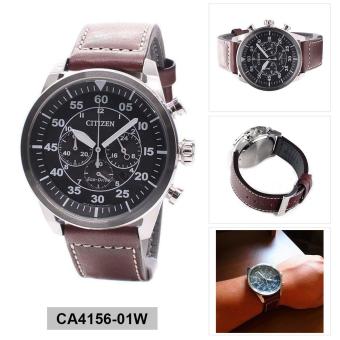 Citizen Watch Eco-Drive Aviator Brown Stainless-Steel Case Leather Strap Mens Japan NWT + Warranty CA4210-16E  