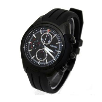 Citizen Watch Eco-Drive Chronograph Black Stainless-Steel Case Rubber Strap Mens Japan NWT + Warranty CA0285-01E  