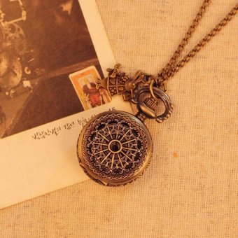 coobonf Spider Web Pocket Watch Antique Quartz Unisex Alloy PendantRetro Chain Best Gift For Men Women Unisex (bronze) - intl  