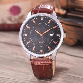 Costie Land - Jam Tangan Pria - Body Silver/Black Dial -Costie Land -CL- 5515D-G-SB-TGL-(RoseGold)-Brown Leather  