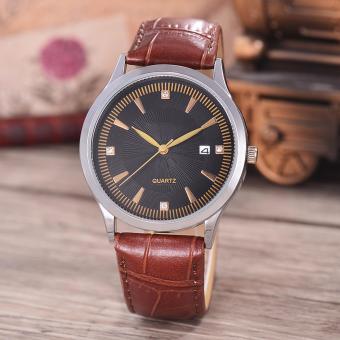 Costie Land - Jam Tangan Pria - Body Silver/Black Dial -Costie Land -CL- 5519C-G-SB-TGL-(Gold)-Brown Leather  