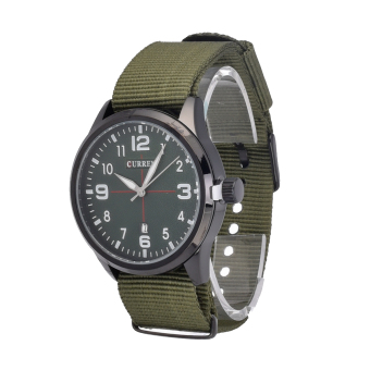 CURREN Men's Nylon Sport Quartz Watch (Black+Green)  