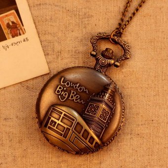 cusepra Hot Sale Bronze Vintage Pocket Watch Women Men Necklace Quartz With Long Chain Pendant Wholesale (bronze) - intl  