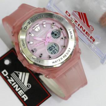 D-ziner Jam Tangan Sport Casual Fashion Wanita Dual Time D8176 - Pink Clear  