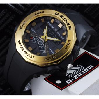 D-ziner Jam Tangan Sport Dual Time DZ8175 - Black Gold  