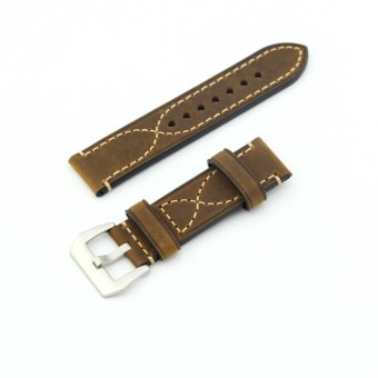 Delicate "S" Stitching Leather Replacement Watch Band Strap Belt 22mm For Man or Woman(Brown)  