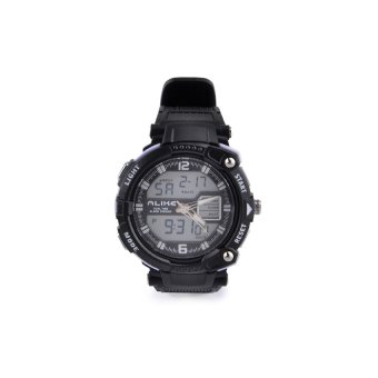 DHS ALIKE AK1391 Sports 50m Water Resistant Quartz Digital Wrist Watch(Black + White)  