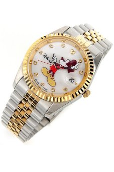 Disney Mickey Mouse Men's Duo-Tone Stainless Steel Band Watch OW-059DY  