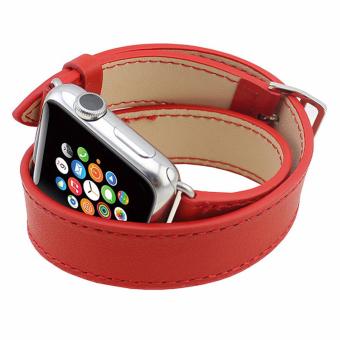 Double Tour Leather Band For Apple Watch 38mm - Red  