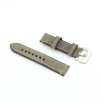 eMylo Leather Watch Band Strap Replacement Watch Belt 24mm For Man or Woman(Greyish green)  
