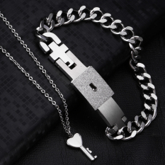 ERA pecinta Fashion kalung dan gelang kunci pasangan Valentine hadiah perak - Internasional
