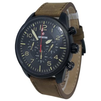 Expedition 140642 Chronograph Tali Kulit Jam Tangan Pria - Hitam Coklat  