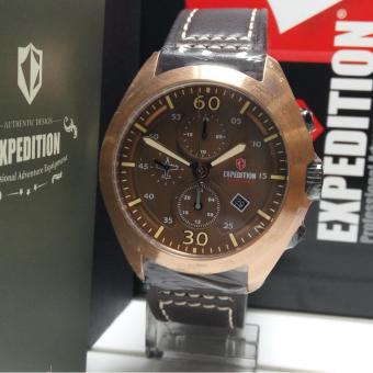 Expedition Jam Tangan Pria Expedition E6665M Dial Rosegold Stainless Steel Leather Brown Chronograph  