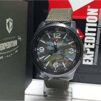 Expedition Jam Tangan Unisex Expedition E6671M Black Stainless Steel Strap Canvas Green  