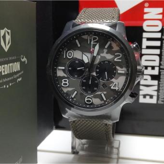 Expedition Jam Tangan Unisex Expedition E6672M Chronograph Black Stainless Steel Strap Canvas Green  
