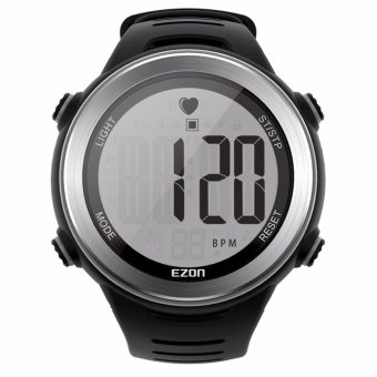 EZON T007 Men and Women Heart Rate Monitor Digital Watch Alarm Stopwatch Outdoor Running Sports Watches Black Color - intl  