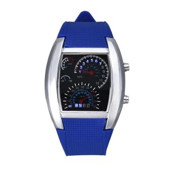 Fashion Aviation Turbo Dial Flash LED Watch Gift Mens Lady Sports Car Meter Blue - intl  