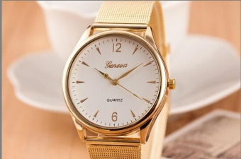 Fashion Womens Classic Gold Geneva Quartz Stainless Steel Wrist Watch - intl  