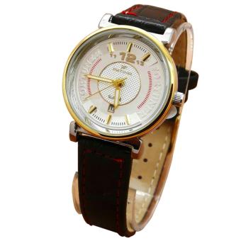 Fortuner Analog Jam Tangan Wanita - Leather Strap - Hitam Plat Putih - FR 2831  