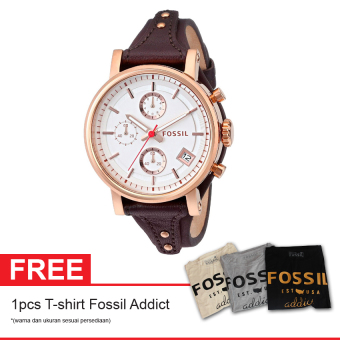 Fossil ES3616 Original Boyfriend Free T shirt Fossil Addict - Jam Tangan Wanita - Kulit - Expresso  