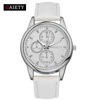 GAIETY Fashion Women Leather Analog Quartz Round Wrist Watch Watches G131 White - intl  