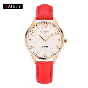 GAIETY G021 Women Fashion Leather Band Analog Quartz Round Wrist Watch Watches -Red - intl  